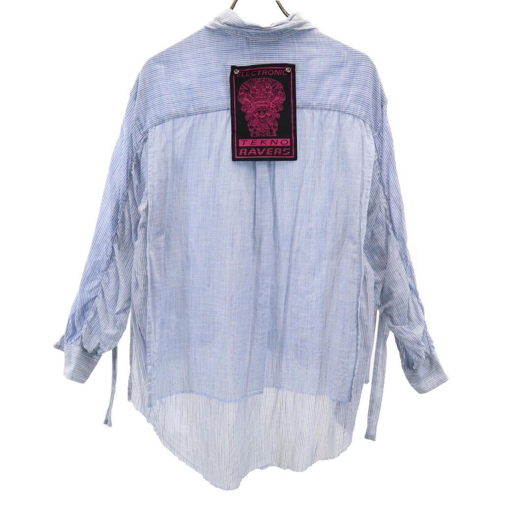 Diesel Techno Raiverse Striped Pattern Long Sleeve Straight Cut Blouse Women Used