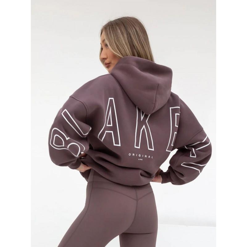 Thick Hooded Long Sleeve Oversized Graphic Sweatshirt Women Motorcycle Casual Wear