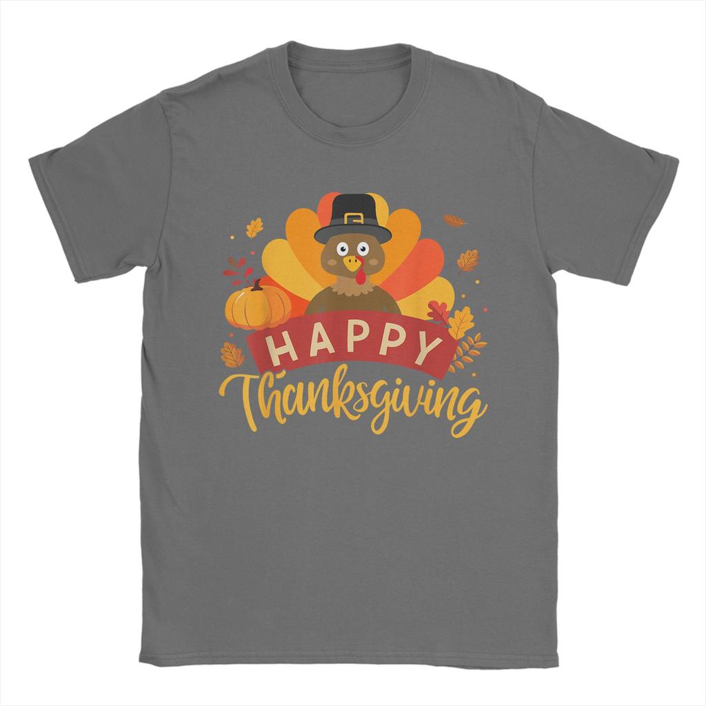Happy Thanksgiving Turkey for Family Dinner Feast Men T Shirts Funny Tee Shirt Short Sleeve O Neck TShirts 100 Cotton Clothes