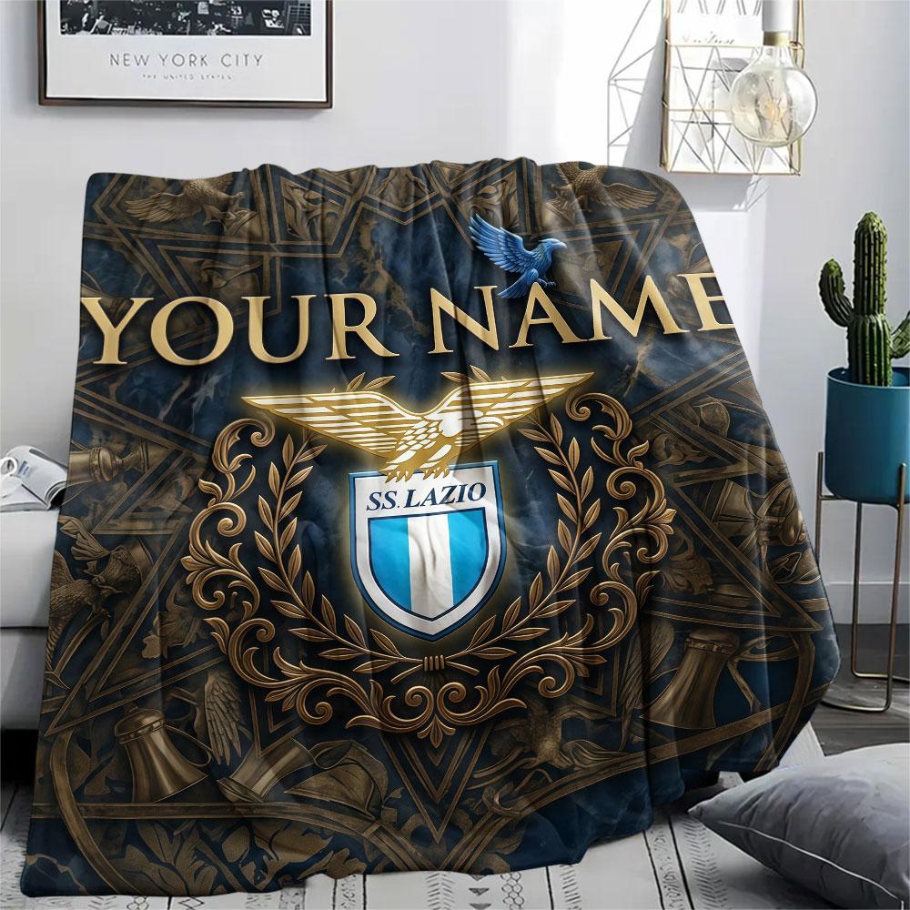 Custom Name,SS Lazio Printed Flannel Blanket, Soft Throw for Bedroom Sofa, Washable, Christmas Present, Great Gift.