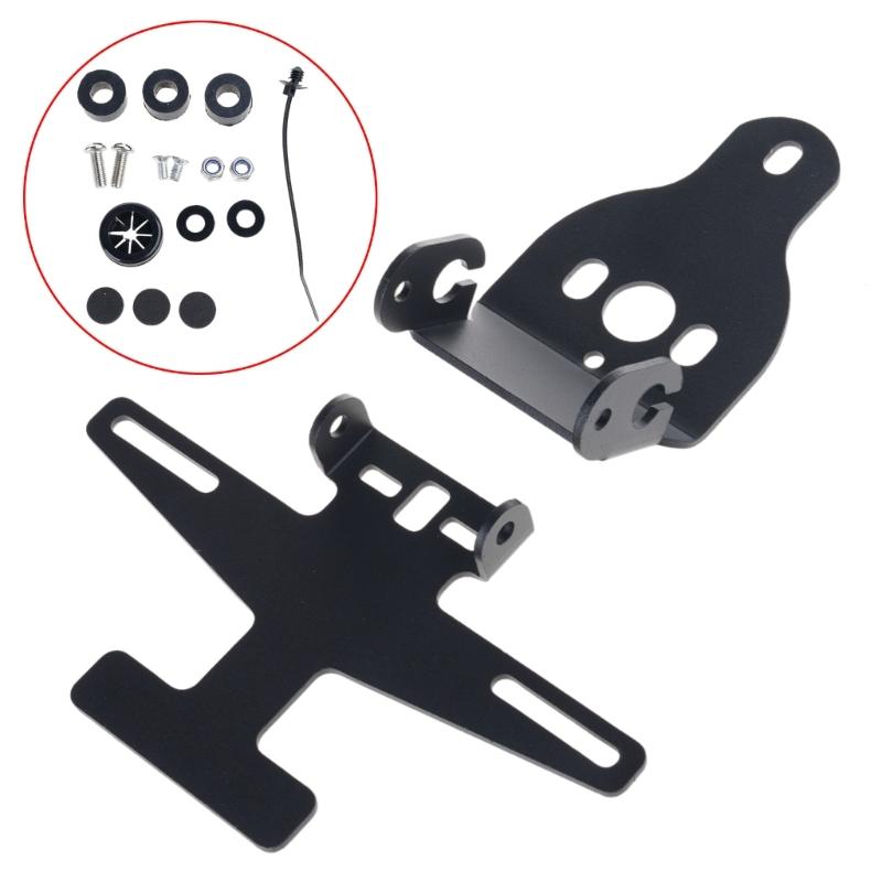 Tail Section Motorcycle Plate Bracket Rear Mount, License Plate Bracket with Slotted Holes and Plate Light Set for 250SR 450NK Rear Installation