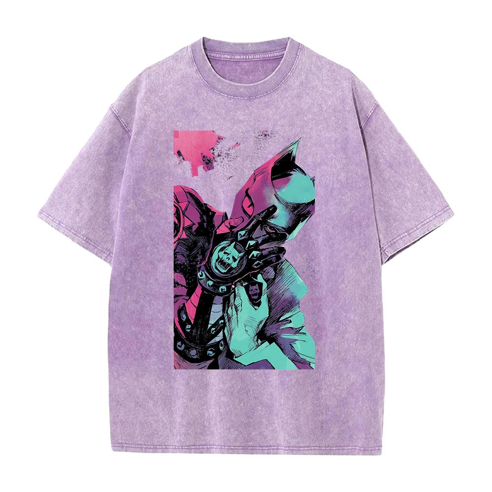 Killer Queen Kira Yoshikage Print T-shirt Anime JoJo's Bizarre Adventure Men Women Cotton Tshirts Washed T Shirt Harajuku Tops