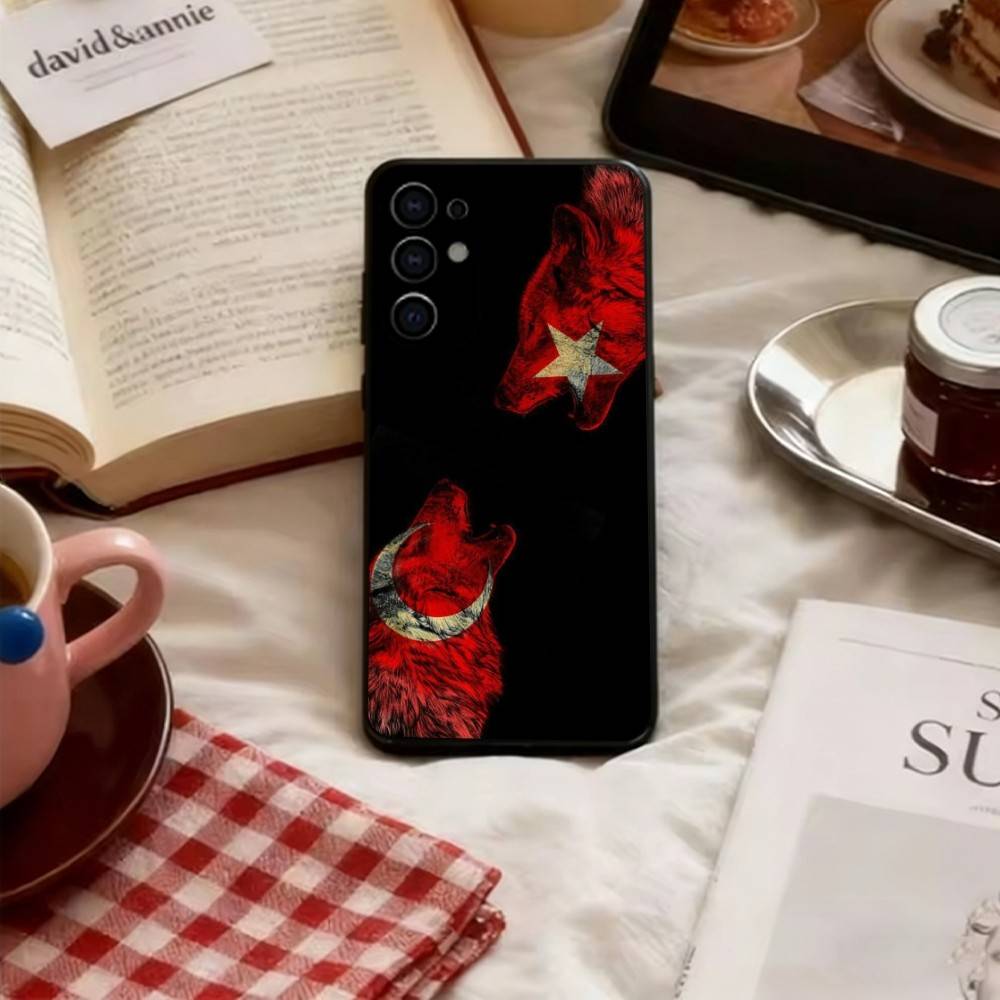 Turk Wolf Turkey Flag  Phone Case Black Silicone Soft For Samsung S25,S24,S21,S22,S23,S30,Ultra,S20,Plus,Fe,Lite