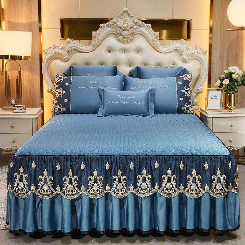 Kesha European Bedspread Cover Single-piece Bed Skirt Three-piece Set Padded Thickened Simmons Protective Cover 1.5m 1.8m Dream Field