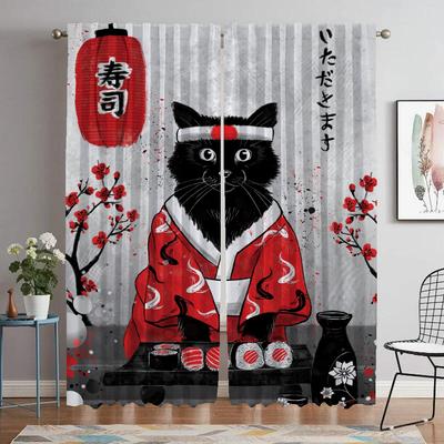 Sushi Kat Verdunkelungsvorhänge für Kamera-Raumteiler Elegante Raumvorhänge 2 Stück Halloween-Dekoration Tüll für Schlafzimmer-Schatten
