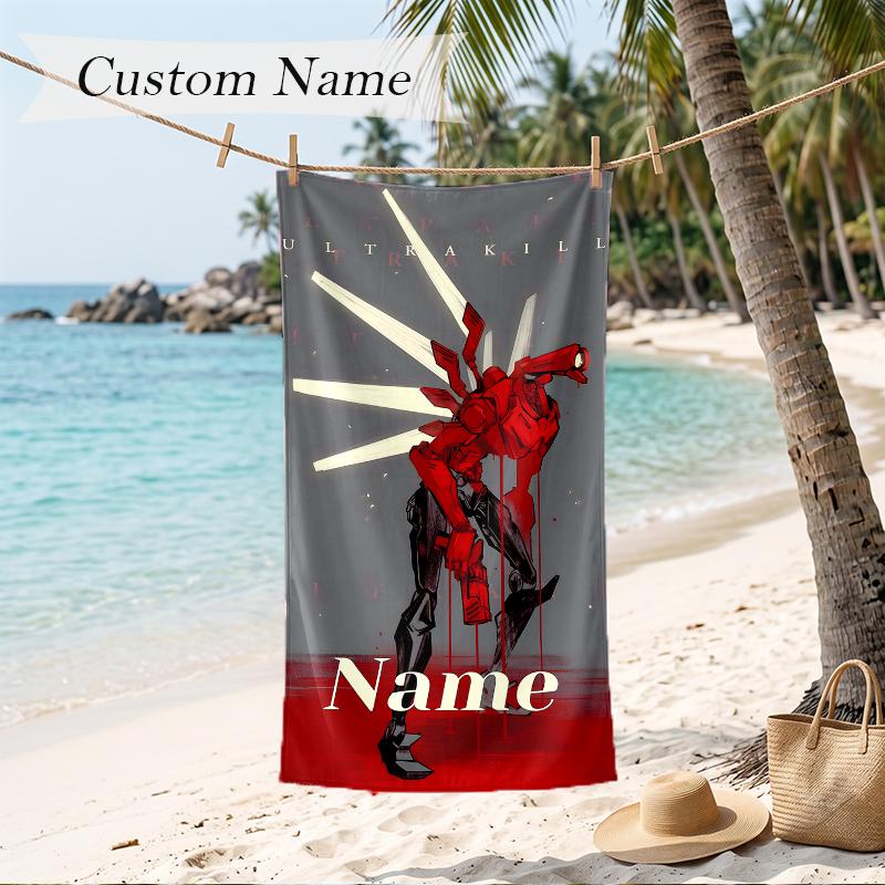 Ultrakill Custom Name Printed Beach Towel Personalized Soft Towel For Swimming Beach Travel