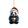 Cartoon Christmas Panda Ornament 2D Xmas Hanging Ornament Car Panda Pendants  Party Supplies