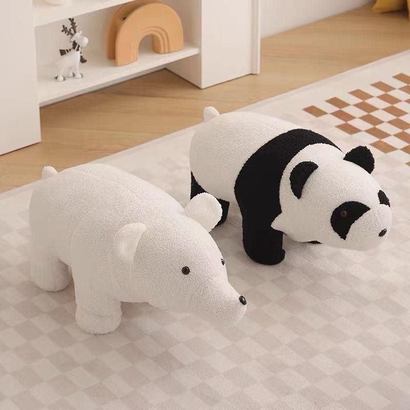 Simple Animal Stool Made of Solid Wood High Resilience Cotton Stool Living Room Chairs Bedroom Ottoman Furniture Home Decor