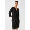 European Single Ice Silk Linen Texture Spring and Summer Black Export OEM Goods Tail Goods Women's 3/4 Sleeve Dress