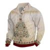 Men's Christmas Cotton Pullover Long Sleeve Outdoor Shirt Vintage Corduroy Button Stand Collar Shirt Casual Sweatshirt Christmas Print Top