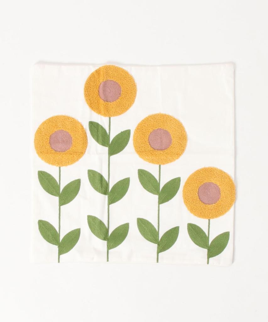 Stylish Embroidered Cushion Cover for Living Room or Botanical Elegant Cushion Cover with 3D Embroidery Bedroom, Floral, Nordic, Natural, 45x45cm,