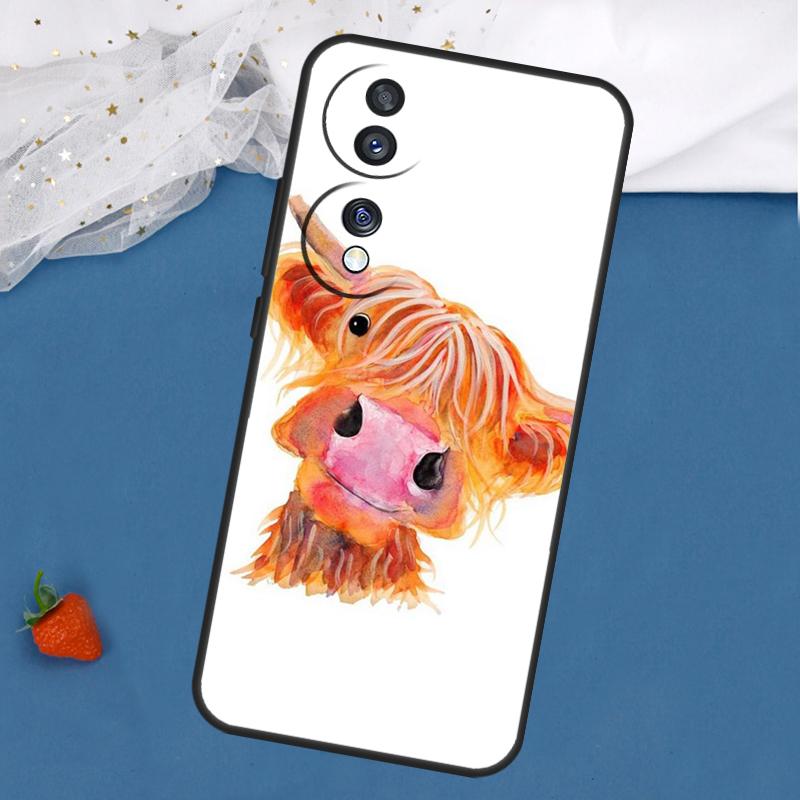Cute Highland Cow Case For Honor Magic 8 7 5 6 Pro 200 400 50 70 90 Lite Win RT X8c X8b X9a X9b X9c X9d Cover
