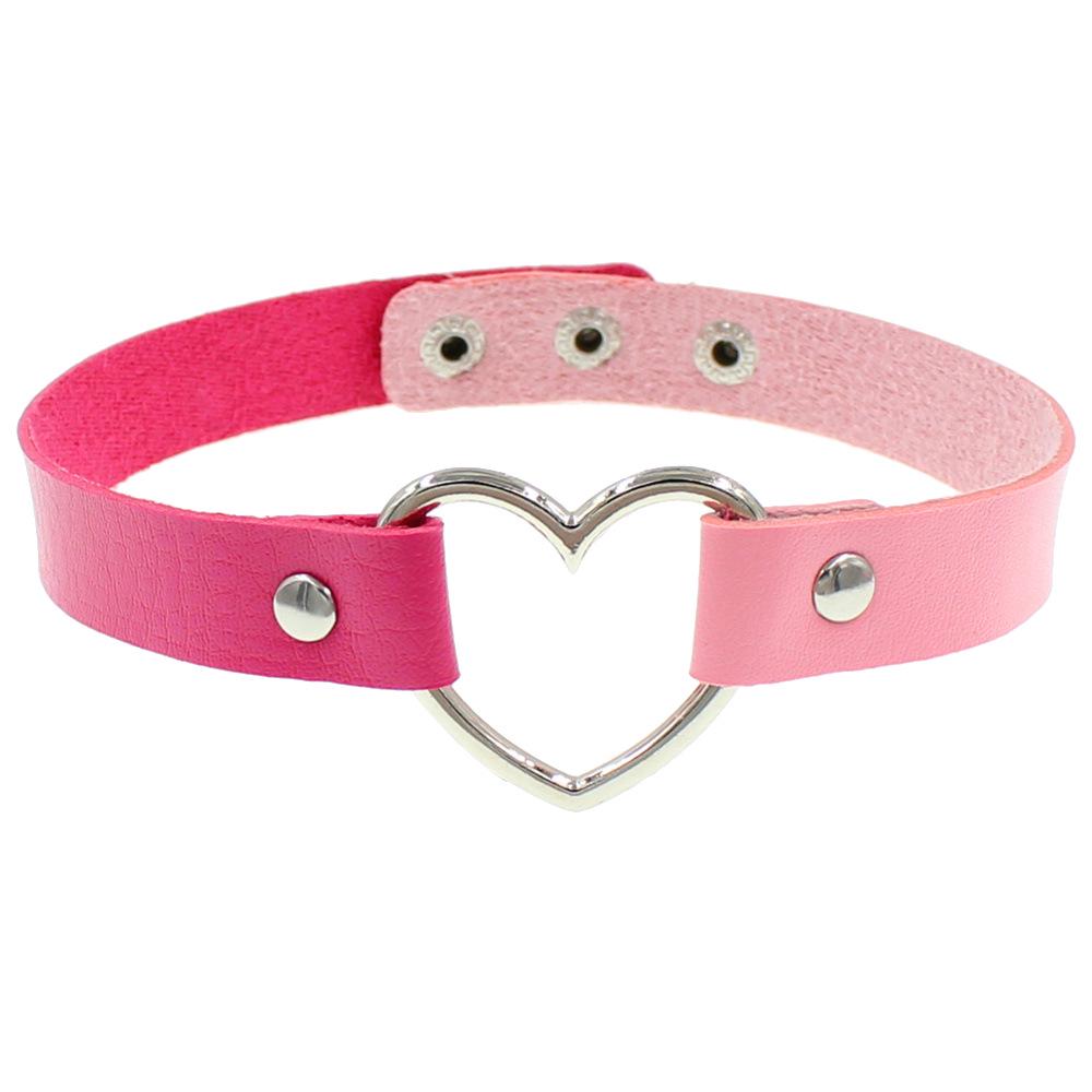 Japanese Harajuku Heart-Shaped Two-Tone Clavicle Choker Necklace
