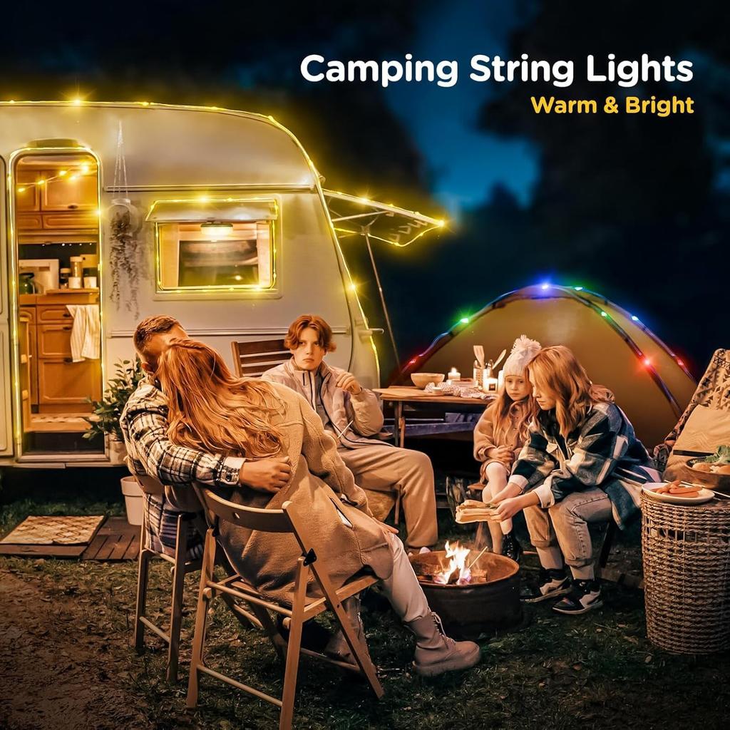 OGERY Camping String Lights 4 In 1, 32.8FT Quick Storage 8 Modes Protable | Rechargeable Fairy Tent Lights String, Hanging Lantern LED Lamp for