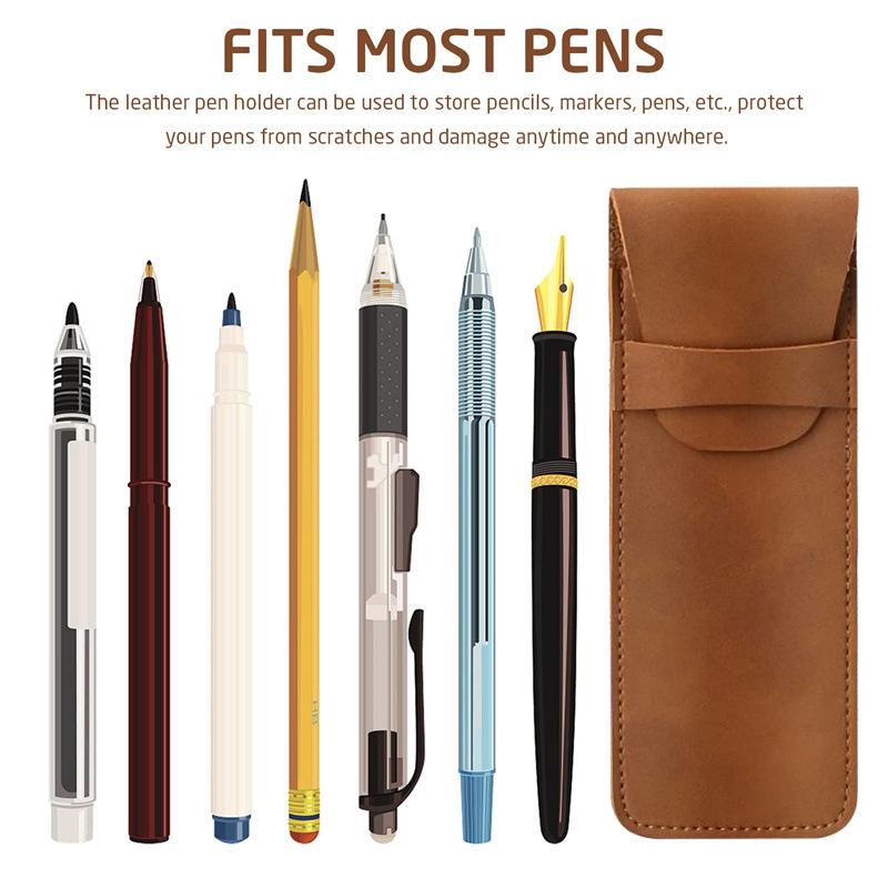 PU Leather Flip-top Pen Case High-end Pen Protection Cover for Large-capacity Double-ended Pen Set