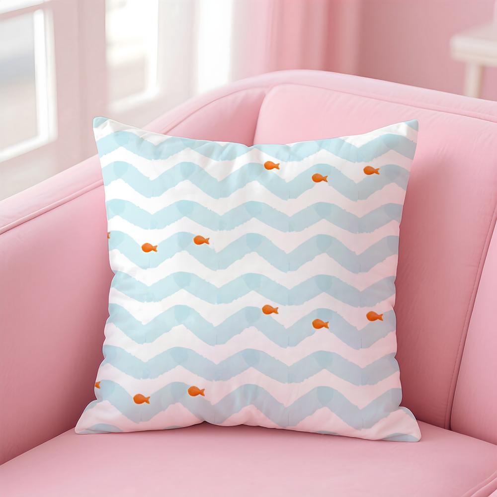 Cute and Childlike fishes Cushion Cover Pillow Case Soft Skin Friendly Fabric  Concealed Zipper