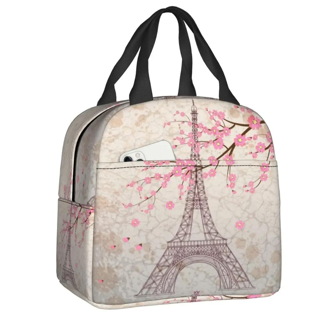 Eiffelturm Isolierte Lunchtasche für Camping Reisen Romantische Französische Liebe Auslaufsichere Kühltasche Thermische Lunchbox Frauen Kinder