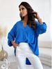 Women's Simple Loose Half-open Collar Single-breasted Long-sleeve Solid Color Shirt