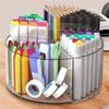 360 Degree Rotating Pen Holder 6 Compartment Clear Acrylics Pen Holder Desk Organizers Art Supply Organizers Storage Box