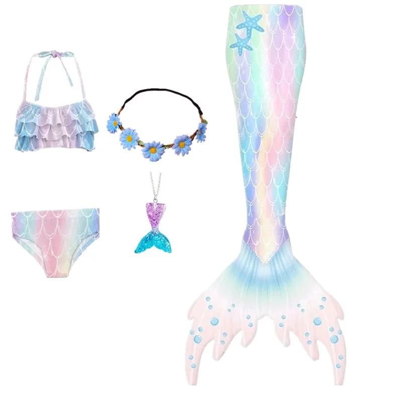 Girls Swimming Mermaid Tail Mermaid Costume Dress Cosplay Children Christmas Birthday Gift Fantasy Swimsuit Can Add Monofin Fin