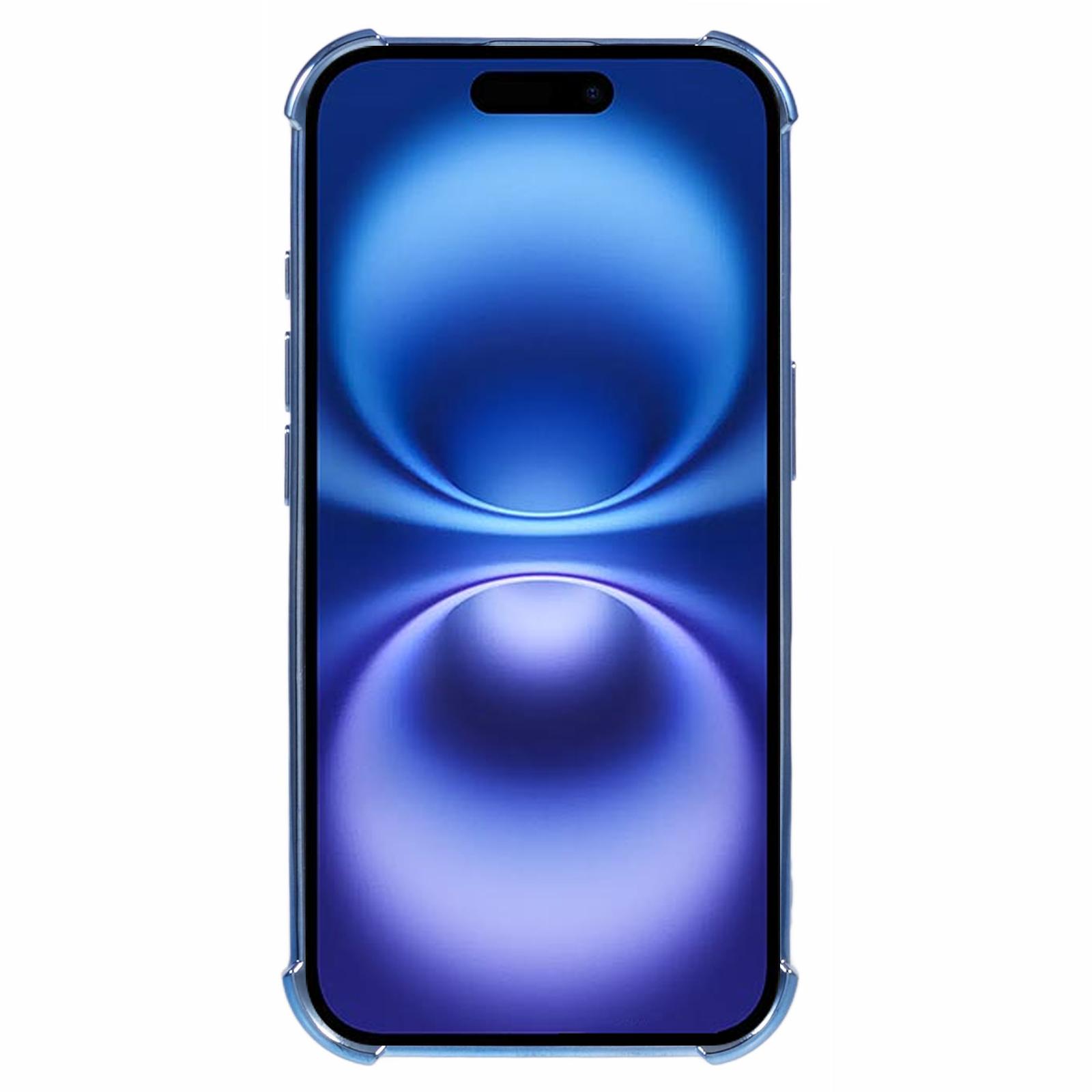

For iPhone 16 Case Electroplating Clear TPU Phone Cover with Lens Film Blue
