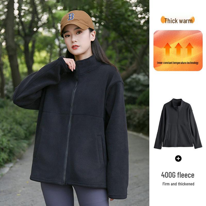 Women's Sherpa Fleece Cardigan Jacket - 2024 Spring/Autumn Collection, Thickened Inner Layer
