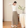 TERRE BLEUE Women's A-Line Pleated Long Skirt