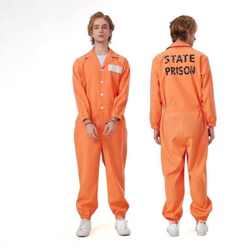 Adult cosplay costume Halloween prisoner costume Prison prisoner cosplay costume Orange uniform