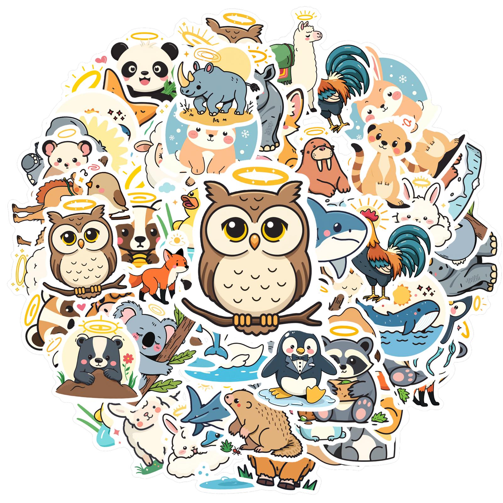 

35-70pcs Cute Animal Stickers Waterproof Laptop Guitar Skateboard Diy Decoration Cartoon Vinyl Decal Sticker For