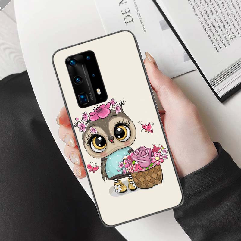 New Cute Owl Hearts Lover Christmas Phone Case For Huawei Mate 40 30 20 Pro 10 Pro Huawei P50 P40 P30 Lite P20 P10 Lite Cover