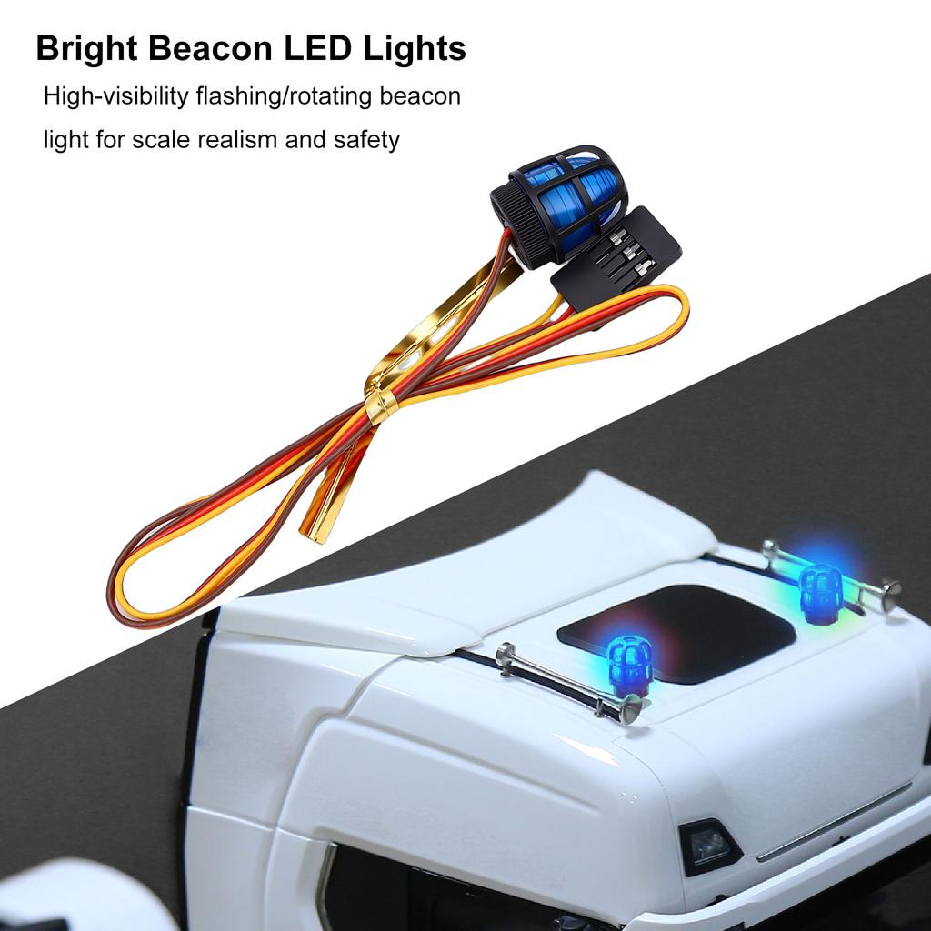 RC Flashing LED Lights with CH3 Control Mode Rotating Beacon Light for Construction Ambulance Vehicle Blue