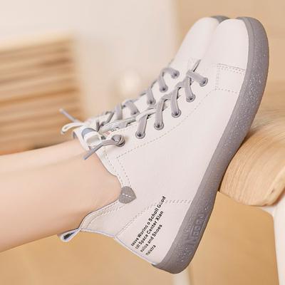 2024 Autumn/Winter Women's Fashionable Mid-Top White Sneakers, Genuine Leather Elastic Strap Flat Sole Casual Shoes, Trendy Sports Slip-Ons