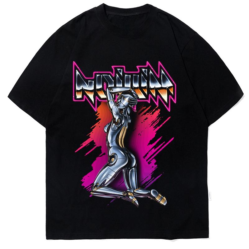 2024 Popular New Style Animation Print Short Sleeve T-shirt for Men and Women Hip Hop High Street Loose Round Neck Pure
