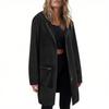 Women's Fashionable Solid Color Coat Long Sleeved Pocket Long Hoodies Zipper Casual Jackets Sweatshirts Clothes