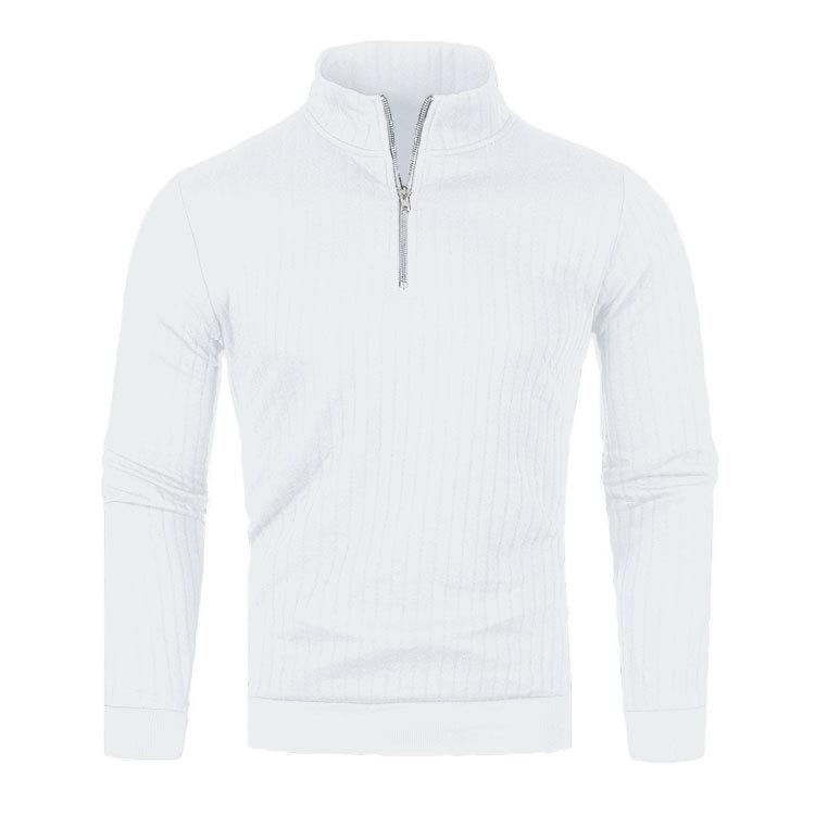 

Весенне-осенний мужской вязаный свитер на молнии с полувысоким воротником, свободный свитер, повседневный вязаный свитер с длинным рукавом XXXL белый