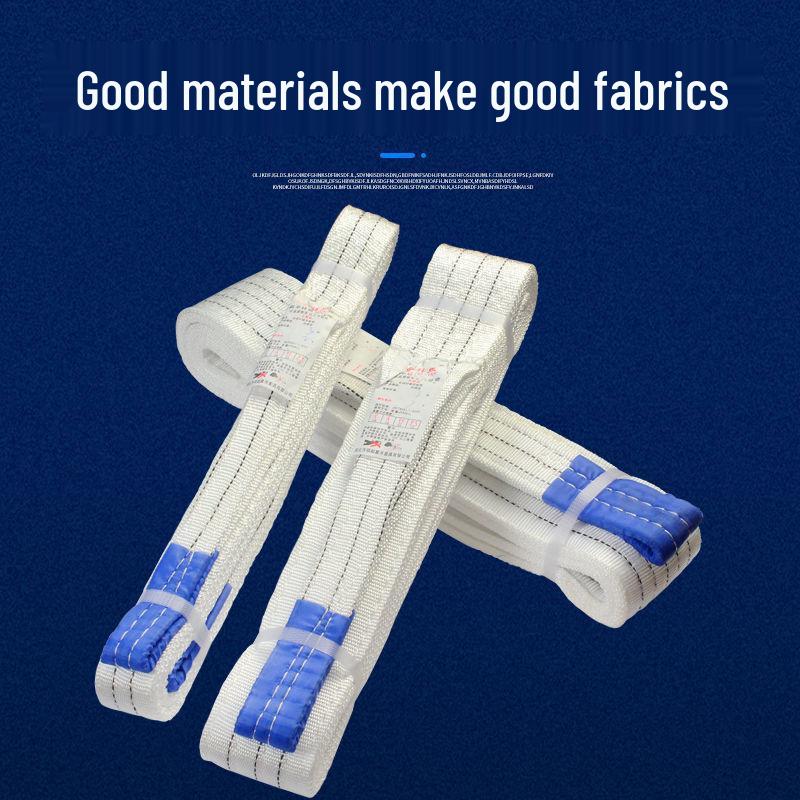 White Flat Lifting Sling - 2, 3, 5 Ton Capacities - Industrial Crane Fabric Hoist Rope