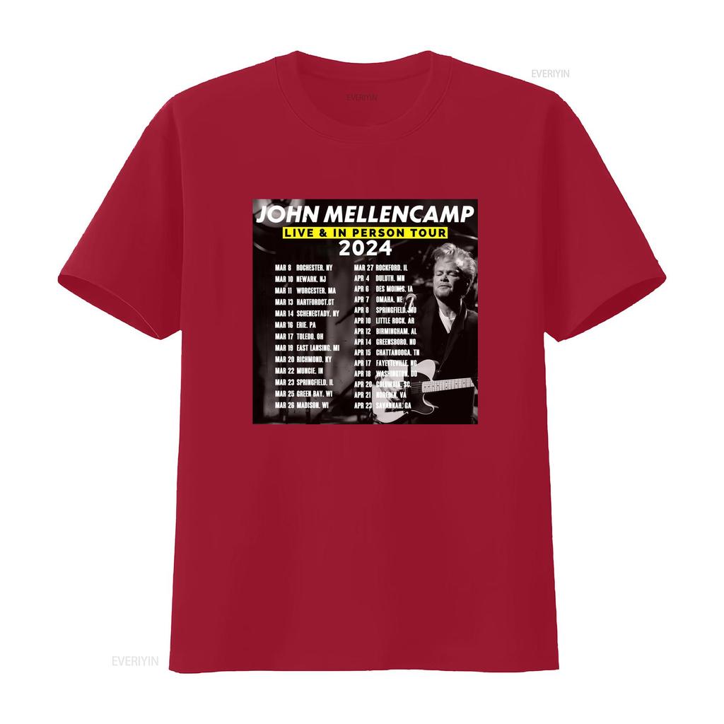 2024 John Mellencamp Live In Person Tour T Shirt 100 Cotton For Fans Music Lover Vintage Washed Breathable Designer Clothes