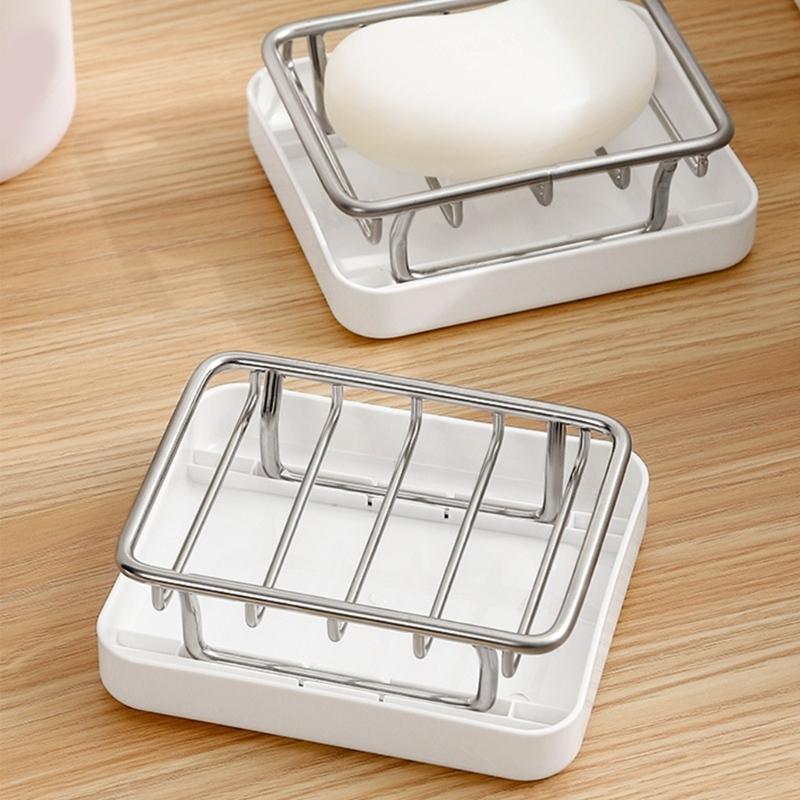 Rustproof Soap Dish Organizer Travel Holder Drain Rack For Bathroom Countertop Kitchen Sink Durable Stainless