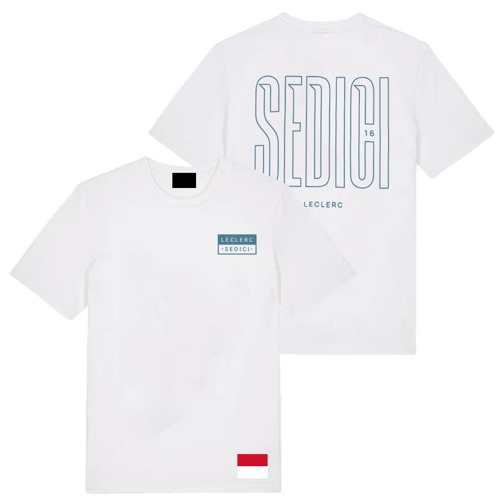 SEDICI TEE Charles No.16 Leclerc T-shirt Short Sleeve Cotton Summer O-neck Fashion Tshirts Unisex Streetwear Racing Driver Shirt XS белый