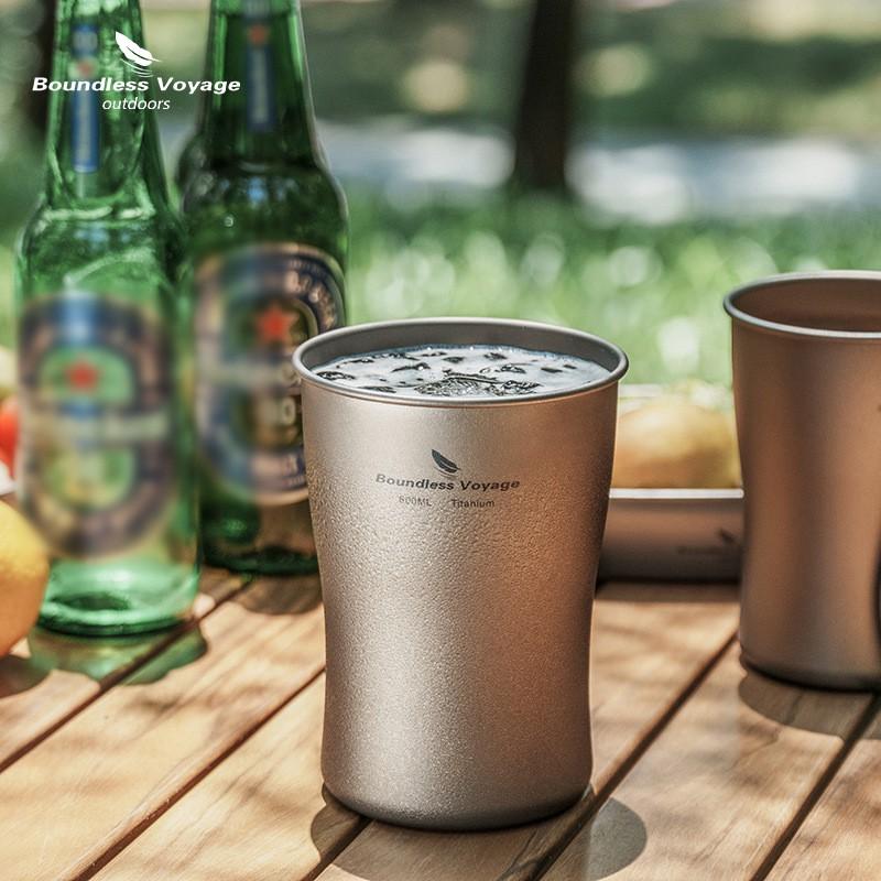 Pure Titanium Camping Mug Portable Single Layer Beer Cup Travel Water Tea Juice Outdoor Hiking Picnic