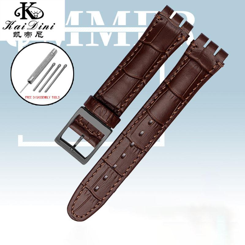 Cinturino per Orologio in Pelle di Mucca da 17 mm 19 mm per SWATCH Braccialetto Originale in Pelle di Mucca Uomo Donna Impermeabile Sportivo Cinturino di Ricambio