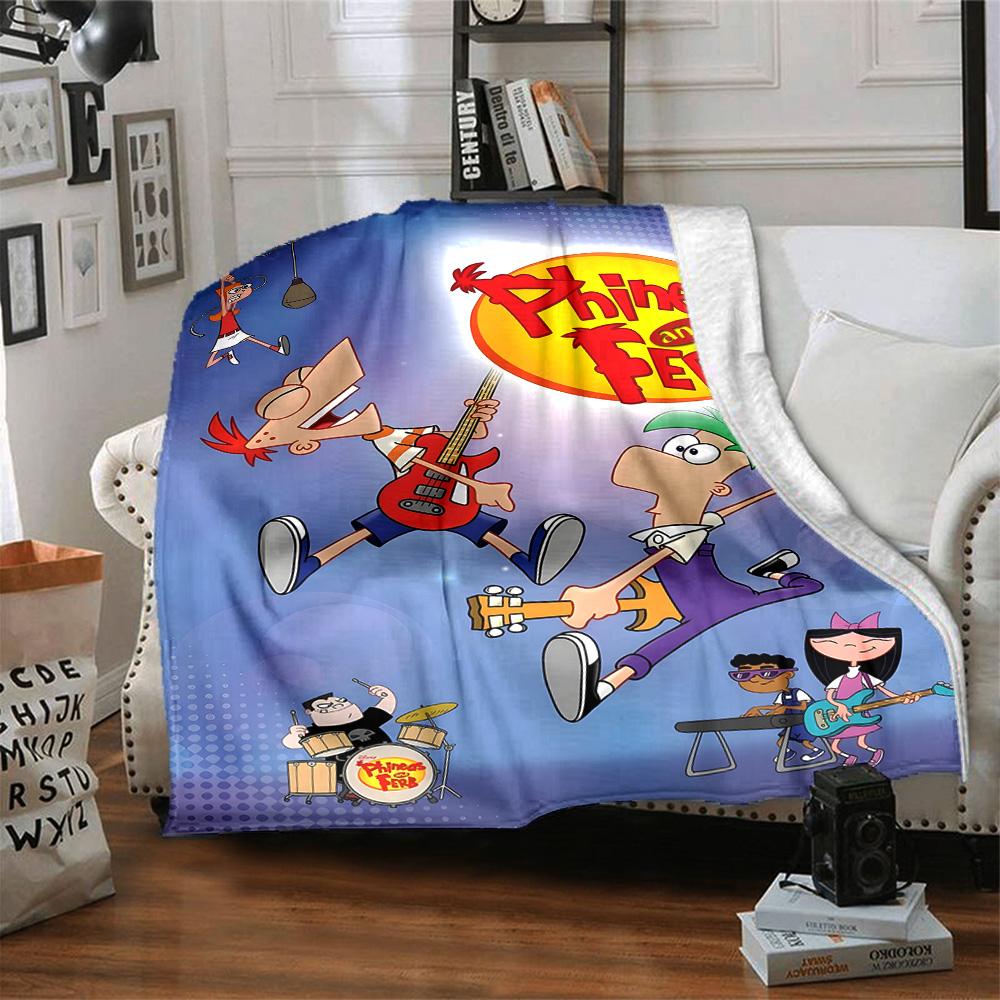 1pc Phineas and Ferb1 Blanket, Gift, for Men and Women, Soft Blanket, Good for Sofa Bed Couch Travel, Lightweight Flannel Blanket
