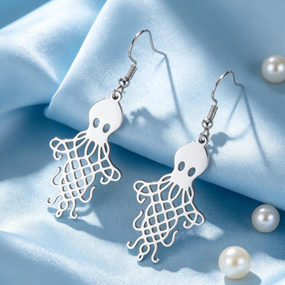 Dawapara Octopus Earrings Sacred Geometry Endless Knot Women Earrings Ocean Animal Gift Stainless Steel Jewelry
