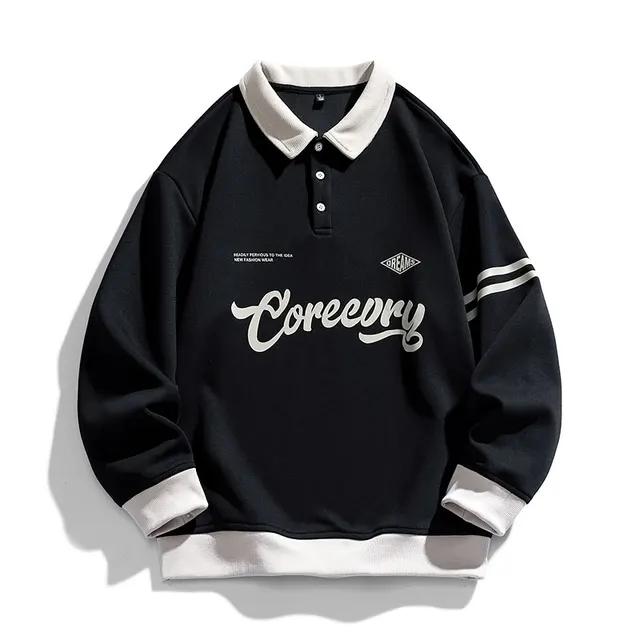 

Men s POLO Sweatshirt Retro Lapel Loose Sweatshirt XXXXL