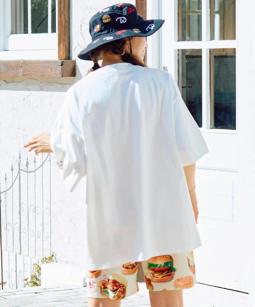[go Slow Caravan] 341963 DOMDOM×gsc Miso Peach Chicken Burger Elephant BIG TEE White L