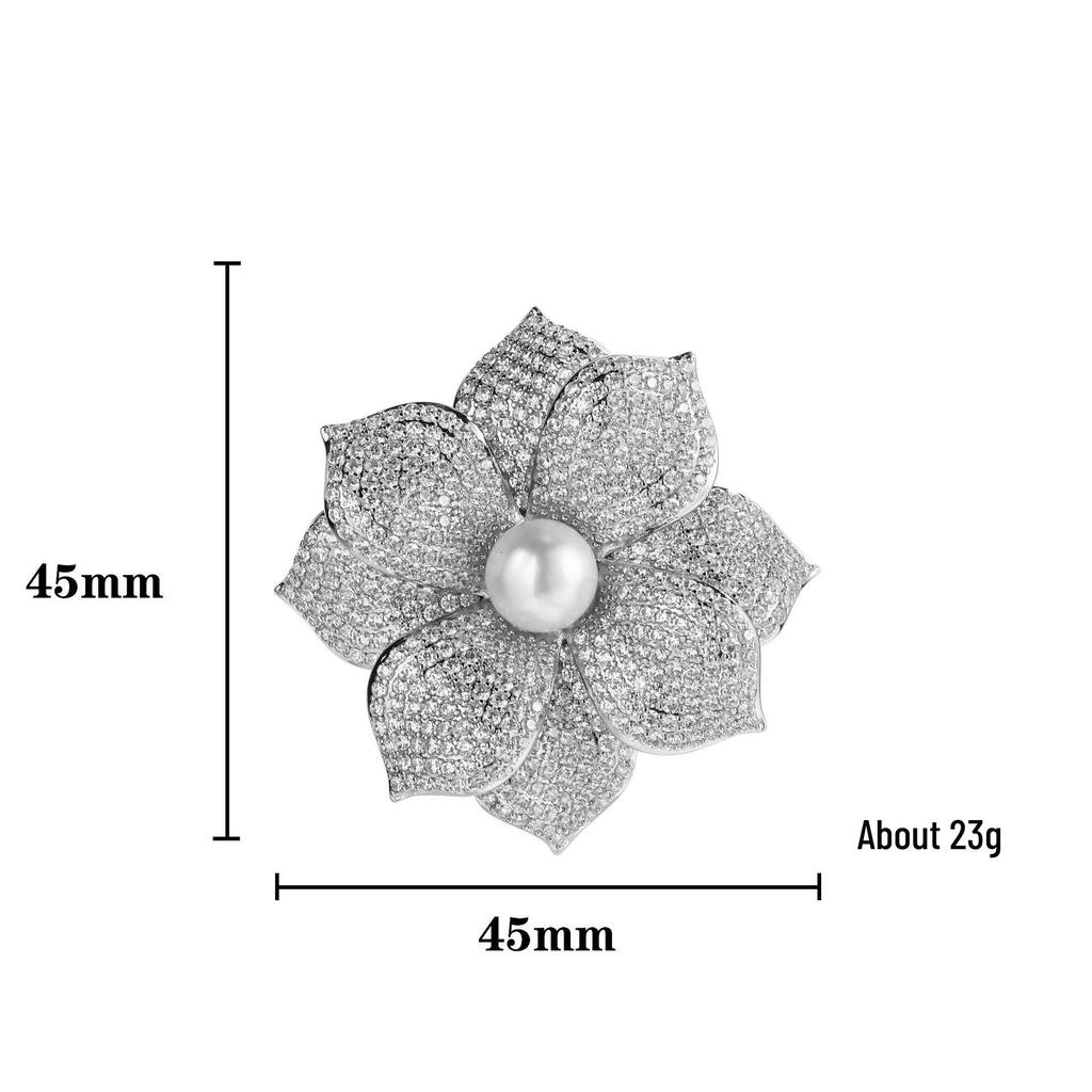 Snowflake & Butterfly Zircon Brooch with Freshwater Pearl for Women's Korean Style Suit Coat