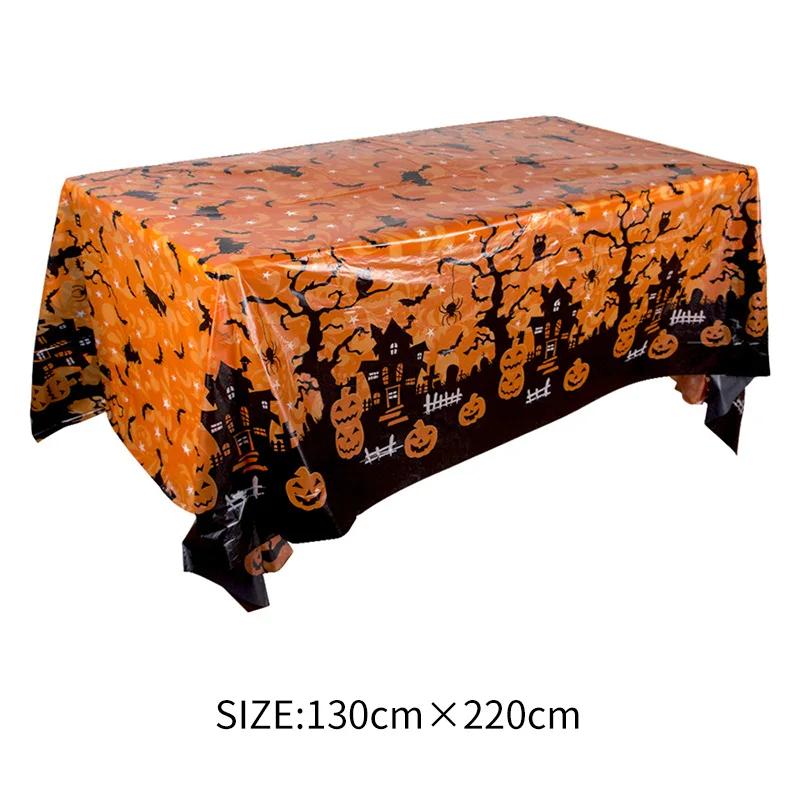 Halloween Decoration Tablecloth,Disposable Pumpkin Spider Web Bat Plastic Table Cover,Halloween Party Home Table Decor