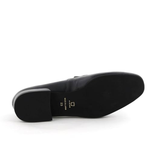 Genuine Leather Cushioned Soft Flat HIMIKO Himiko Square Toe Bit Loafers 651315 Black 235
