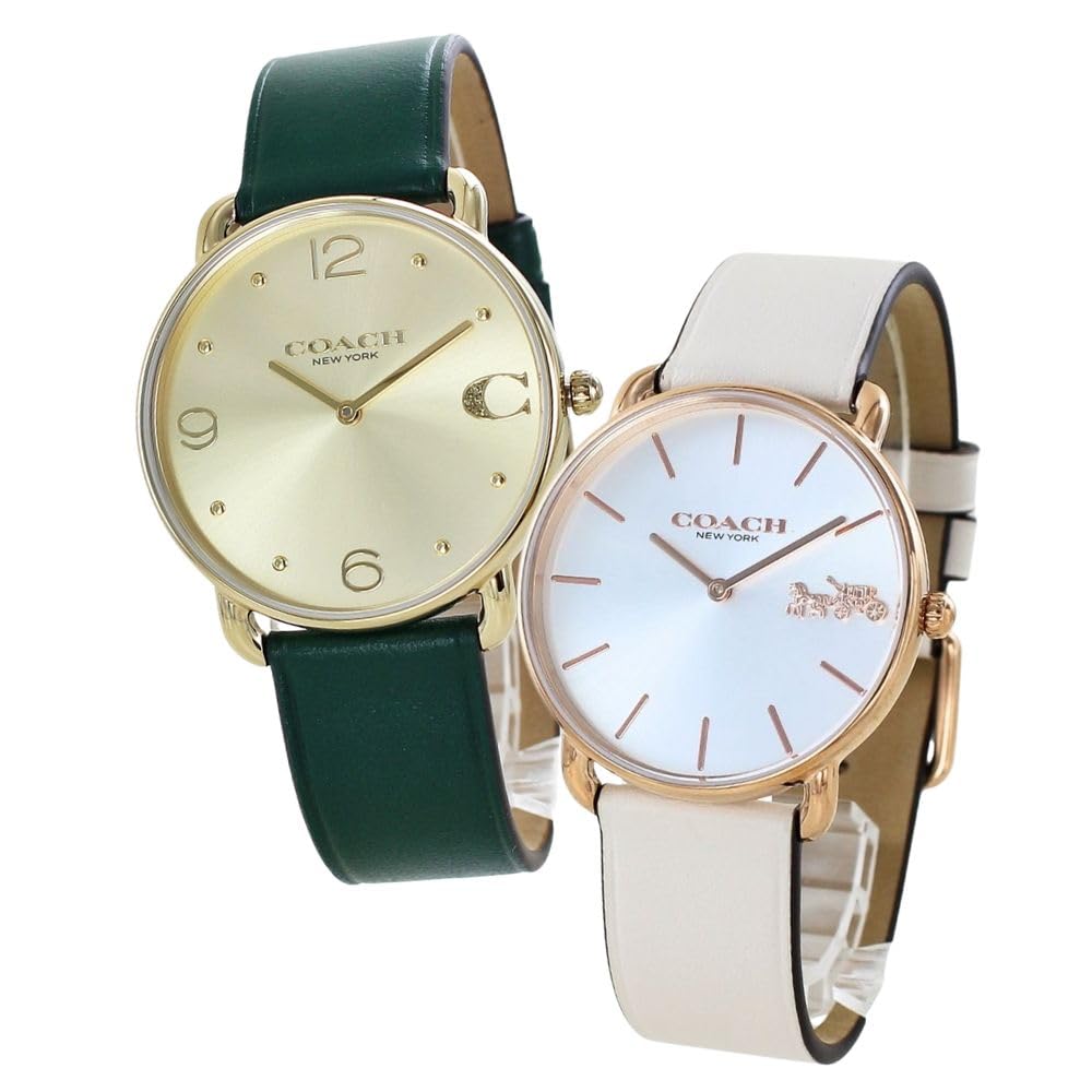 

Watch Pair Watch Storage Box Elliott Same Size Pair Watch Unisex Slim Thin Leather Strap Green Ivory 1450420214504380 [Coach] Men s Women s [Item]