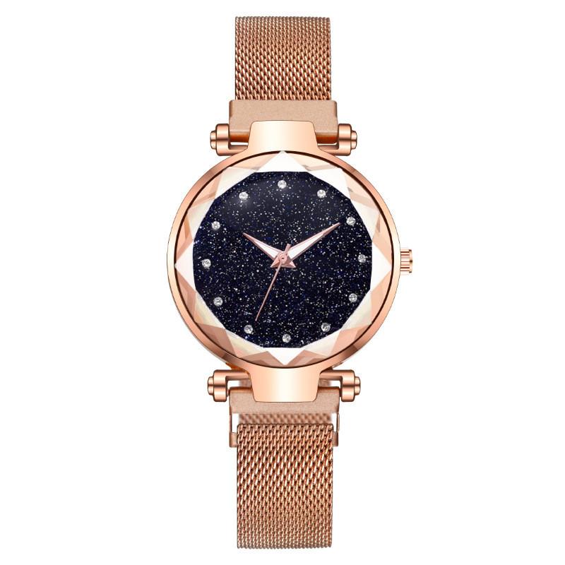 Starry Surface Ladies Watch With Quartz Movement And Metal Strap For Casual Wear And Gift
